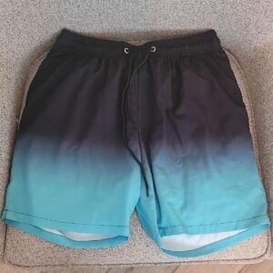 Boys Gradient Black and Blue Shorts With Attached Spandex Shorts Inside